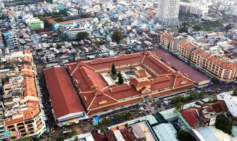 alt Khuôn viên chợ Bình Tây nhìn từ trên cao