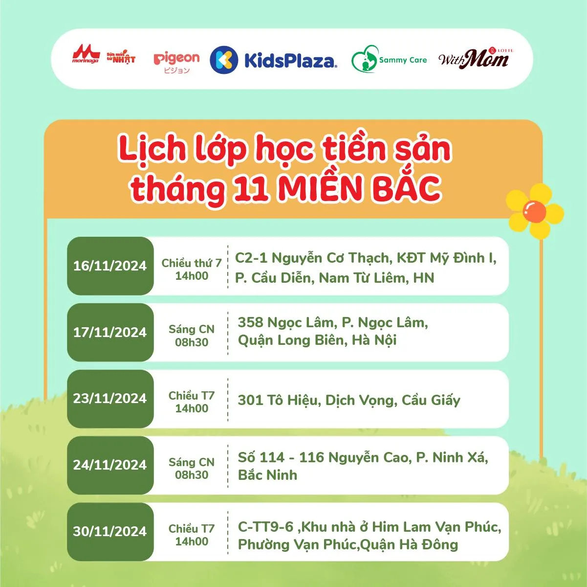 Alt: Lịch hội thảo tiền sản tháng 11 tại KidsPlaza khu vực miền Bắc