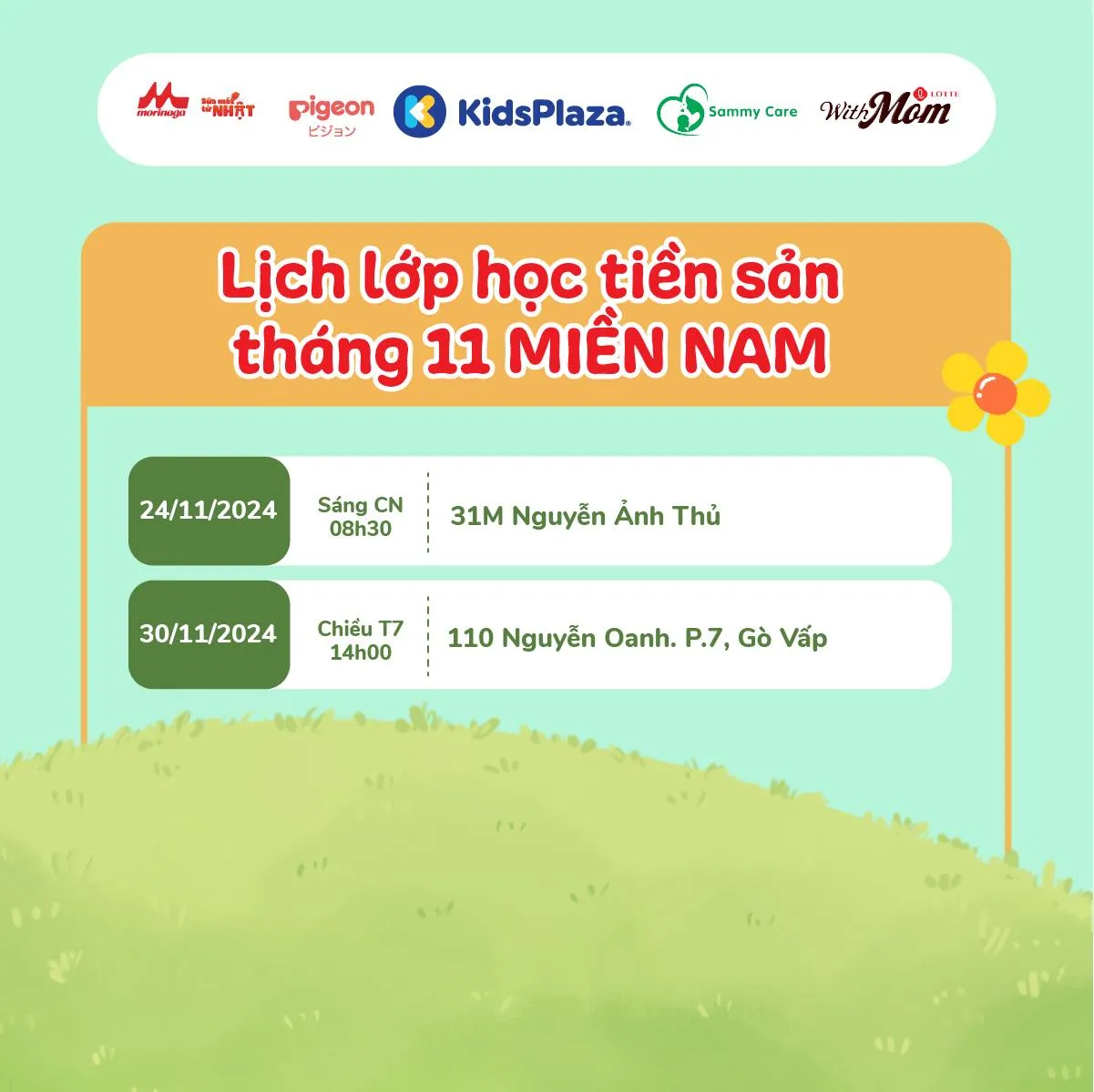 Alt: Lịch hội thảo tiền sản tháng 11 tại KidsPlaza khu vực miền Nam