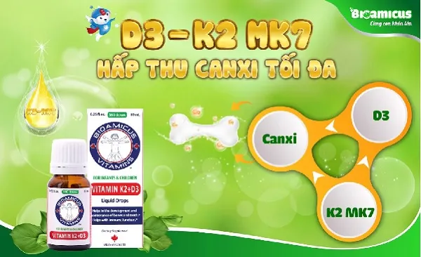 alt text: Bé đang uống vitamin D3 K2 MK7