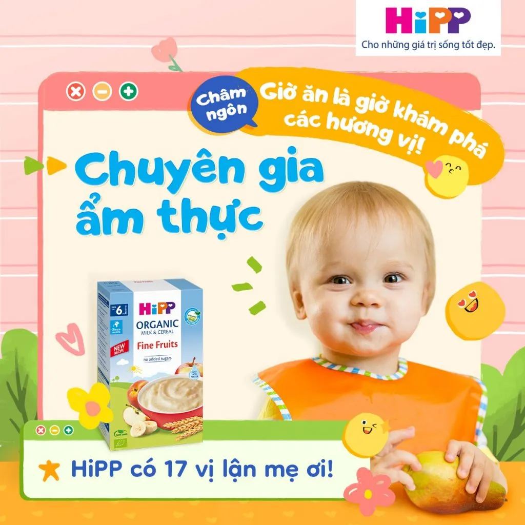 alt text: Bột ăn dặm Hipp Organic nhiều vị