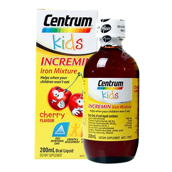 alt text: Chai Siro Centrum Kids Incremin Iron Mixture