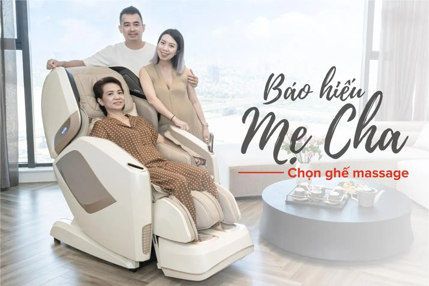 alt text: Ghế massage thư giãn cho cha mẹ