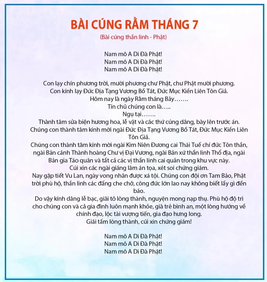 Alt text: Gia đình làm lễ cúng Phật ngày rằm tháng 7