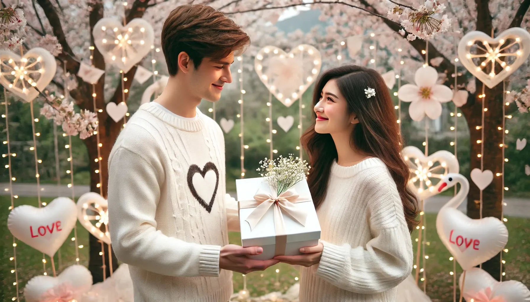 alt text: Hình ảnh minh họa về việc tặng quà trong ngày valentine trắng