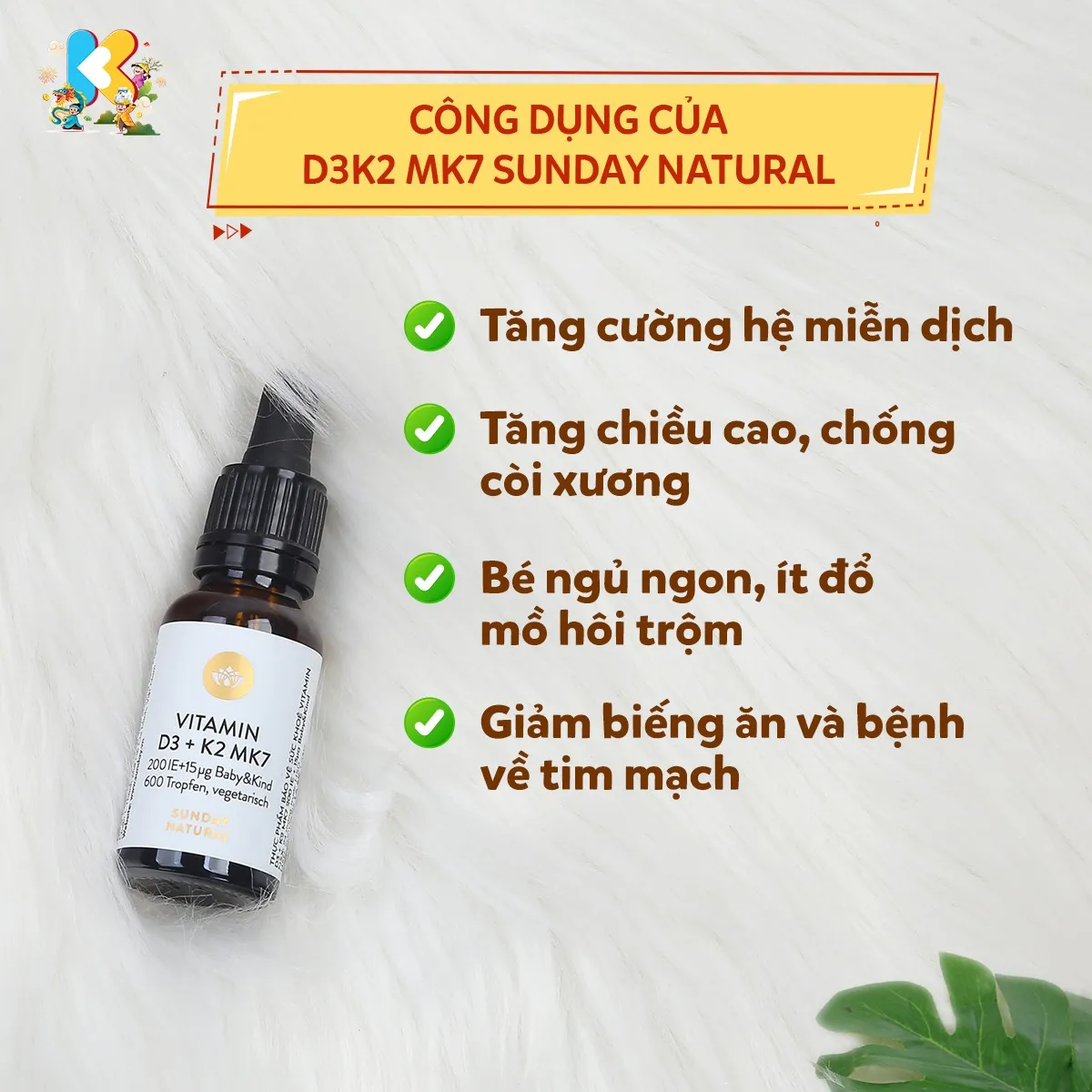 alt text: Hình ảnh sản phẩm Vitamin D3 K2 MK7 Sunday Natural