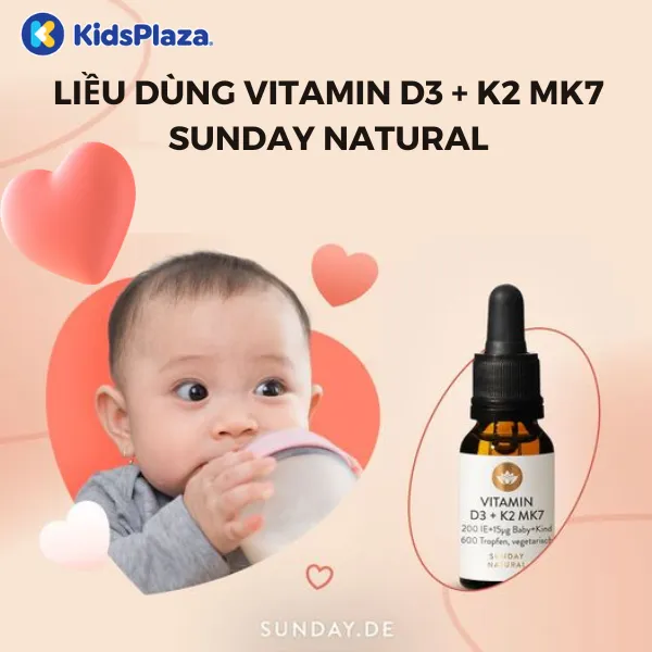 alt text: Hướng dẫn sử dụng vitamin D3K2 MK7 Sunday Natural cho trẻ