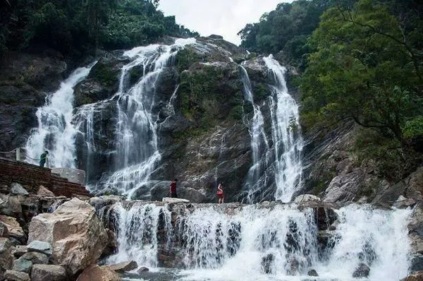alt text: Thác Trắng Minh Long nằm giữa khung cảnh núi rừng hùng vĩ