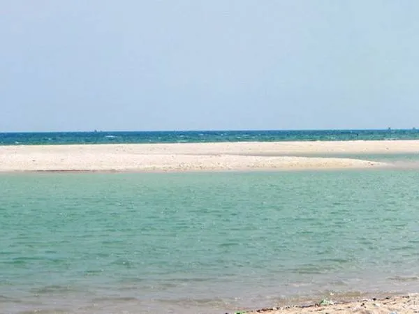 Bãi biển Suối Ồ với dòng suối nước ngọt chảy ra biển. Ảnh: ST