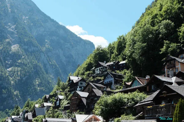 Bảng giờ tàu chạy tại bến xe bus ở Hallstatt. Ảnh: Thiên Lam.