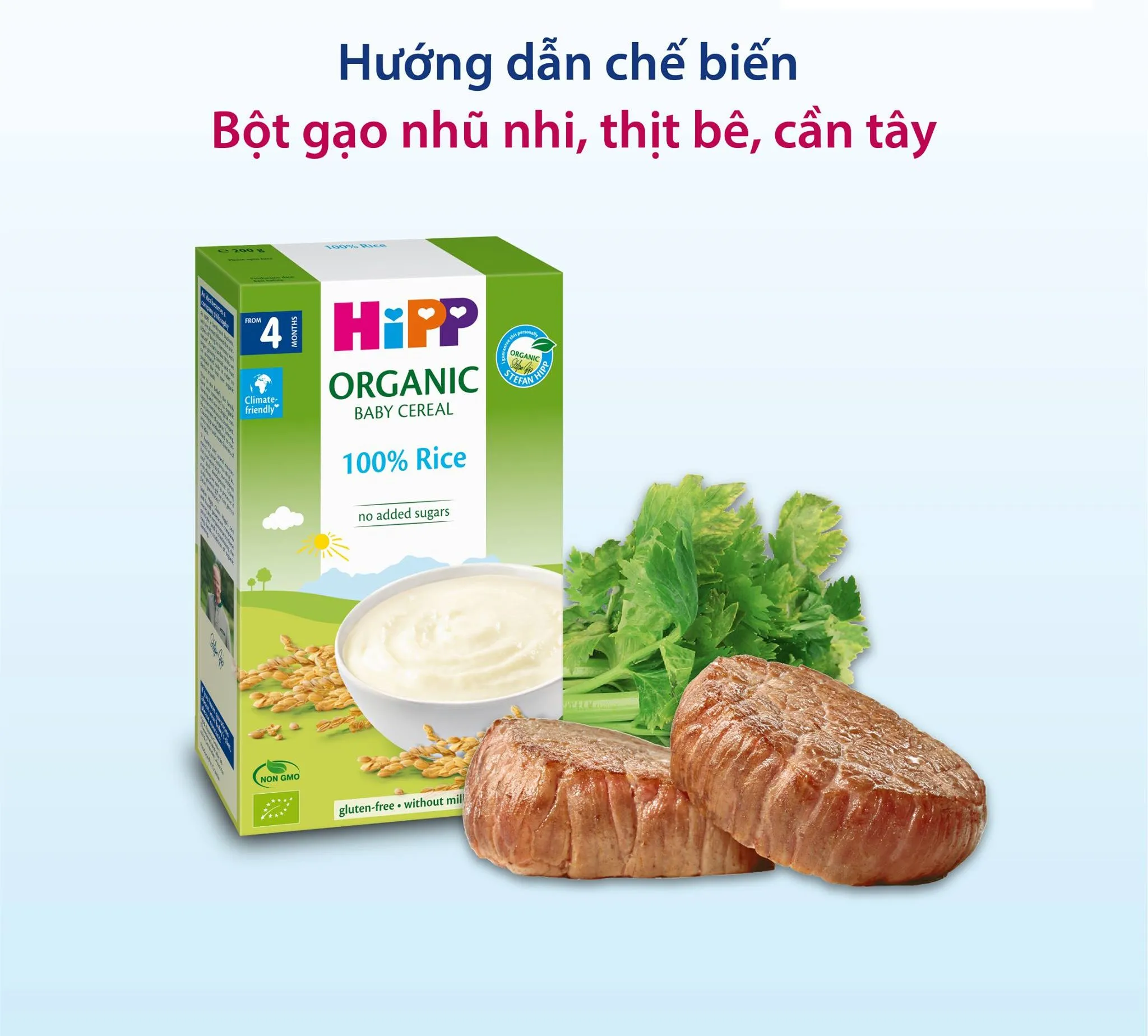 Bát bột ăn dặm Hipp thịt bò cần tây