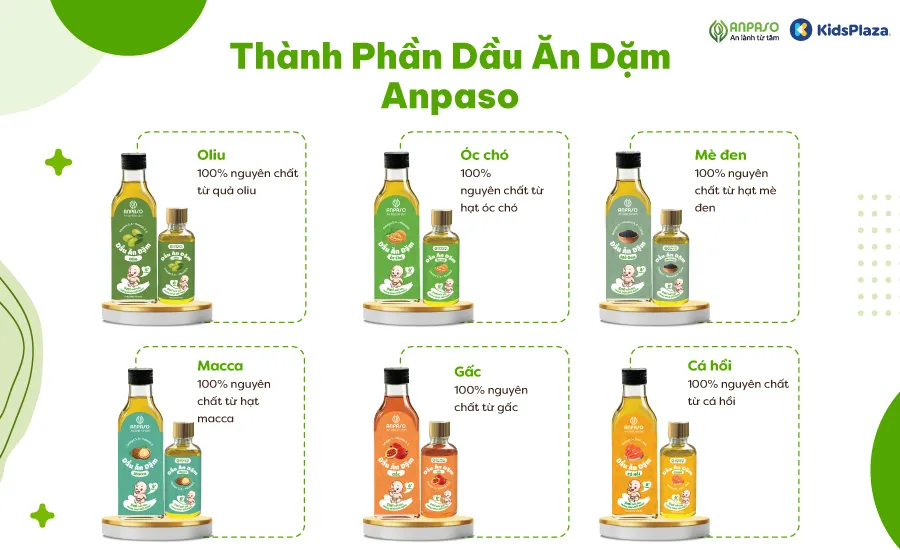 Các loại dầu ăn dặm Anpaso cho bé