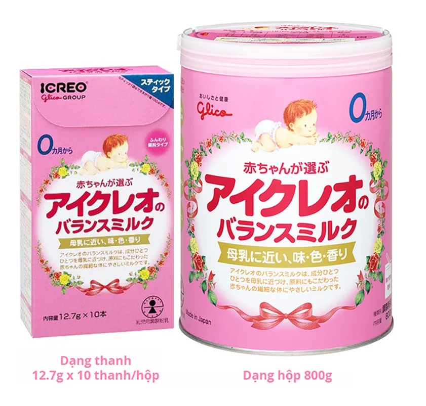 Cách pha sữa Icreo Glico thanh số 0 cho bé 0-12 tháng tuổi