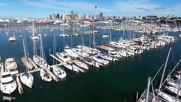 Cầu cảng Auckland nhộn nhịp với những chiếc thuyền buồm