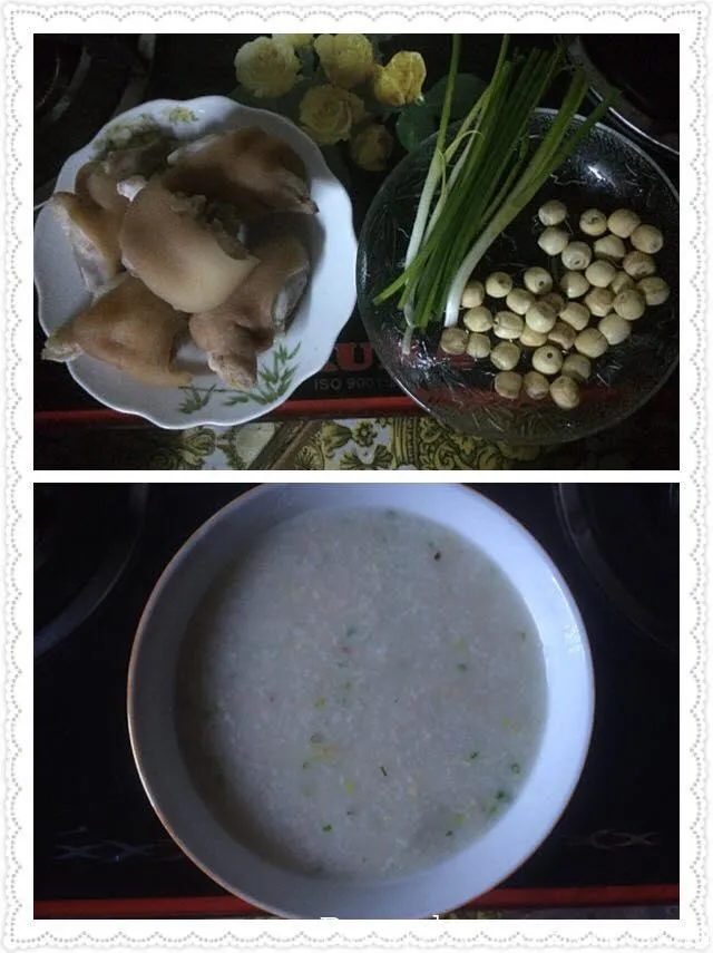 Cháo móng giò hạt sen