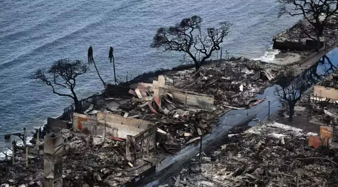 Đảo Maui tan hoang sau cháy rừng. Ảnh: AFP.