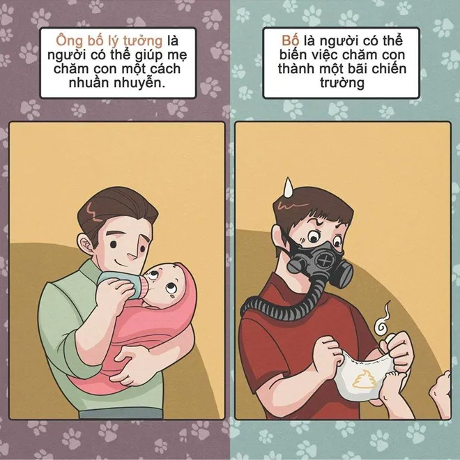 Hình ảnh người bố vụng về trong bếp