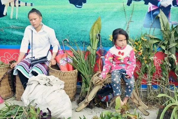 Khu vực bán hoa lan rừng tại chợ phiên Bắc Hà. Mỗi gốc lan có giá từ vài chục đến vài trăm nghìn đồng.