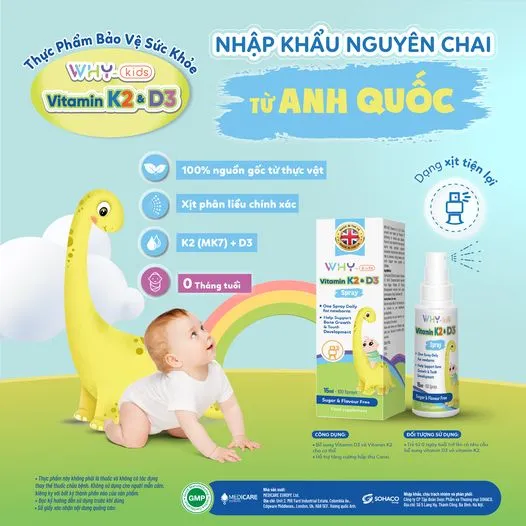 Mô tả sản phẩm Vitamin D3K2 Whykids dạng xịt