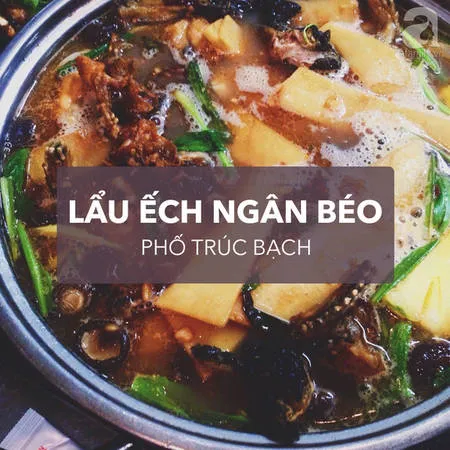 Nồi lẩu ếch Ngân Béo với ếch béo, da giòn, măng chua ngọt.