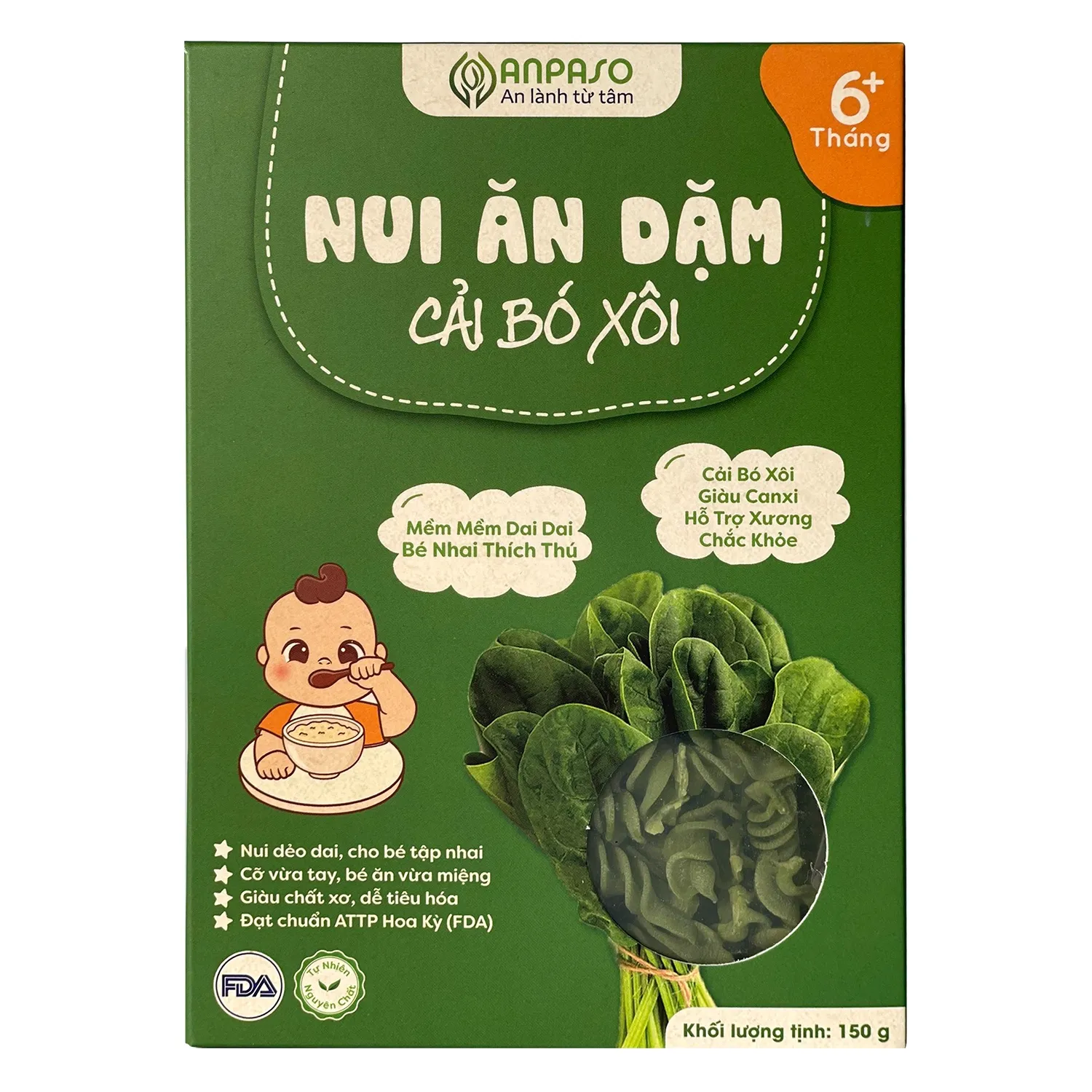 Nui Anpaso vị cải bó xôi giàu canxi