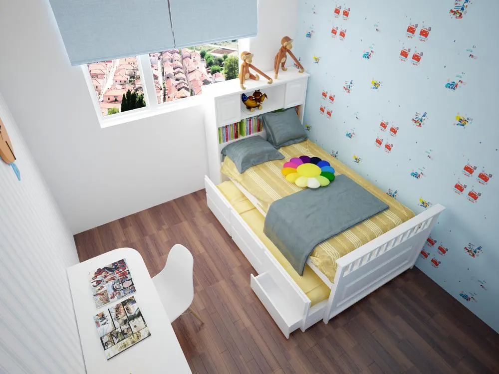 Phòng ngủ với giường tầng cho hai bé gái