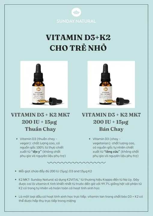 So sánh Vitamin D3 K2 thuần chay và bán chay