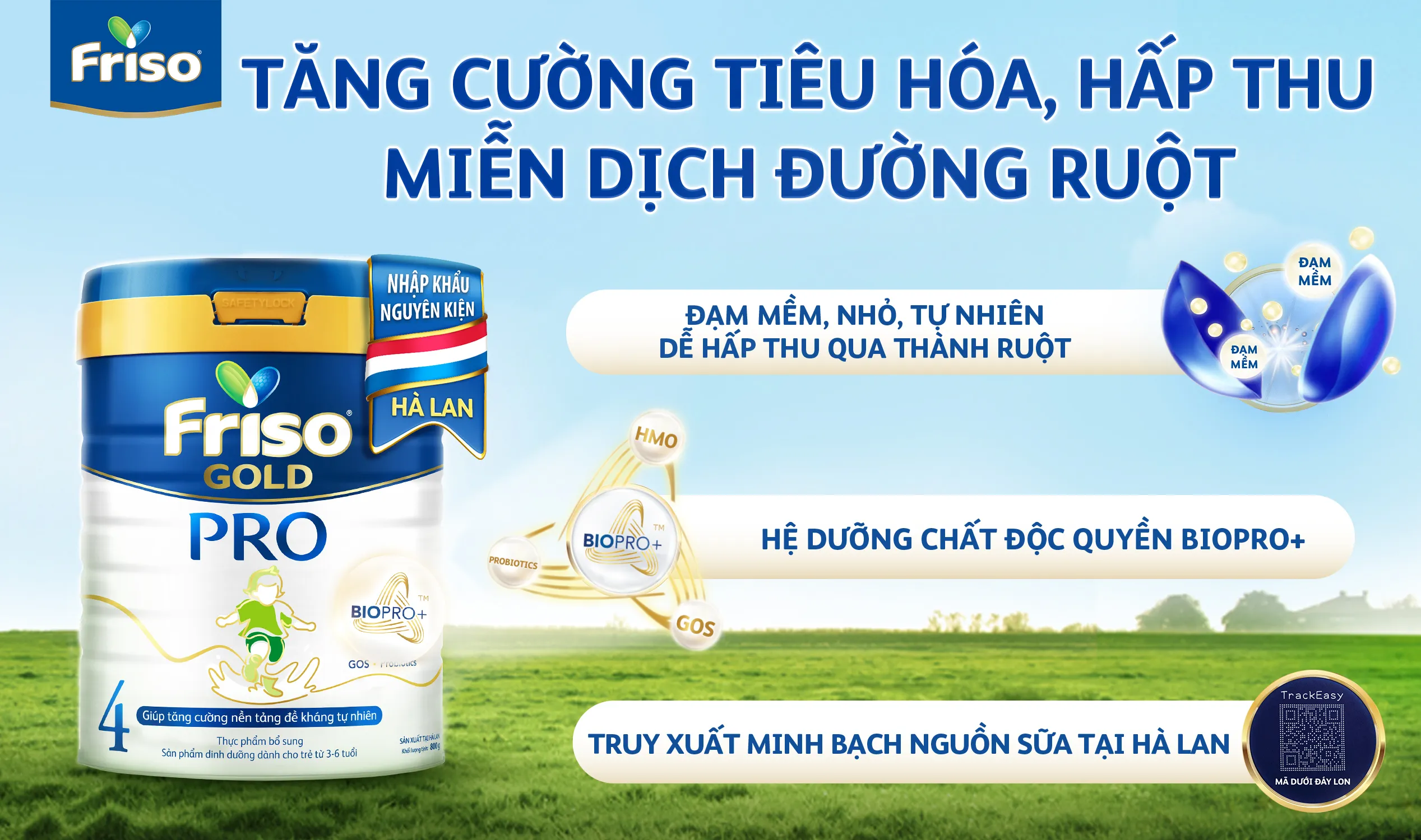 Sữa Friso Gold Pro hỗ trợ tiêu hóa