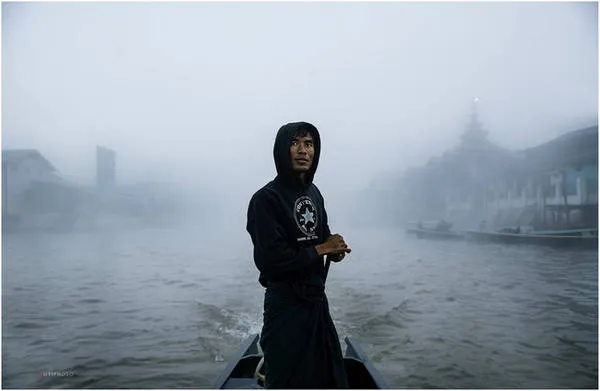 Toàn cảnh hồ Inle với những đám mây trắng bồng bềnh trên bầu trời xanh trong