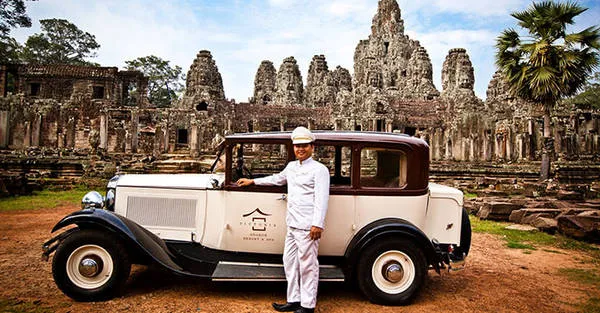 Xe cổ Citroen tại Victoria Angkor Resort &amp; Spa. Ảnh: victoriahotels.asia
